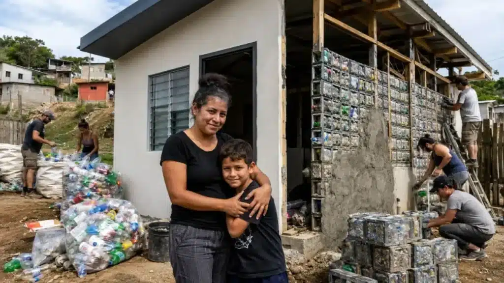 Au Costa Rica, une maison construite avec 7,5 tonnes de plastique recyclé offre un toit à une mère et son fils